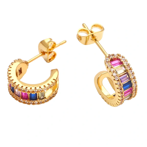 C-shaped colored zircon earrings for women 2022 new European and American style fashion personality versatile earrings era080