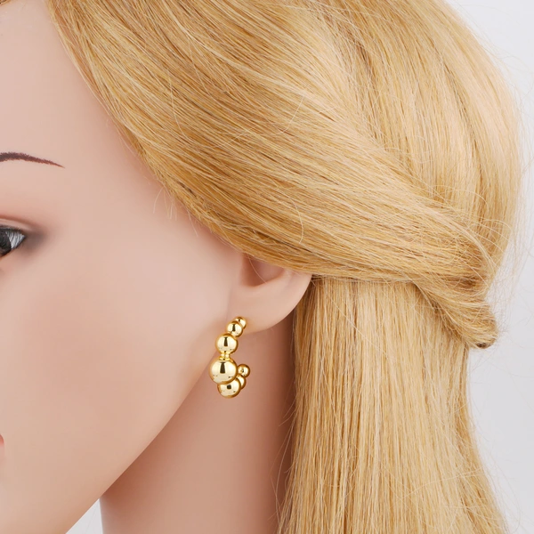 Clearance sale earrings for women, versatile copper-plated 18k gold beaded earrings, era164