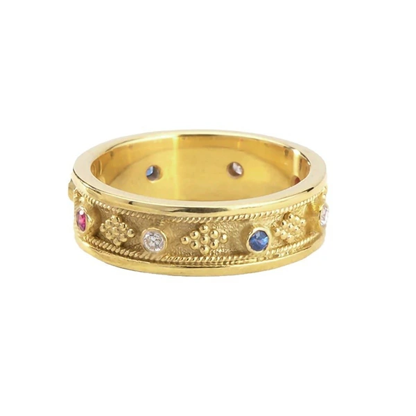  European and American colored inlaid zircon rings fashionable geometric light luxury style rings popular jewelry