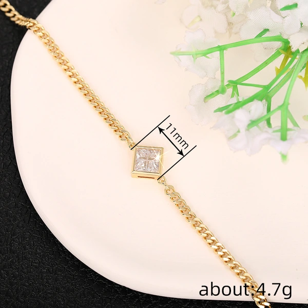 Bridal jewelry geometric simple bracelet women's exquisite daily matching all-match style square zircon jewelry