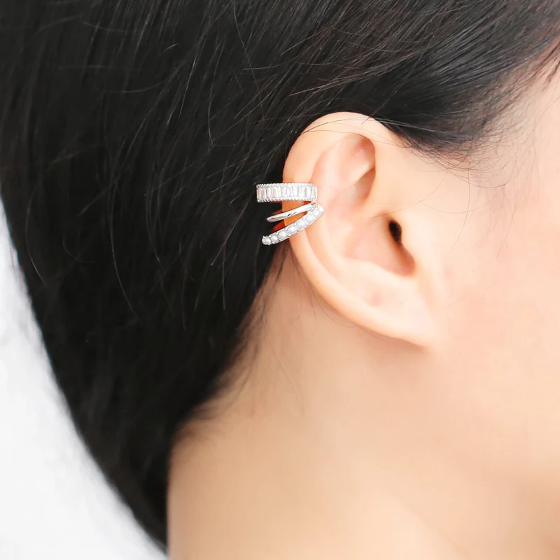 AS jewelry C-shaped double-layer ear bone clip pearl gold-plated zircon earrings earrings era193