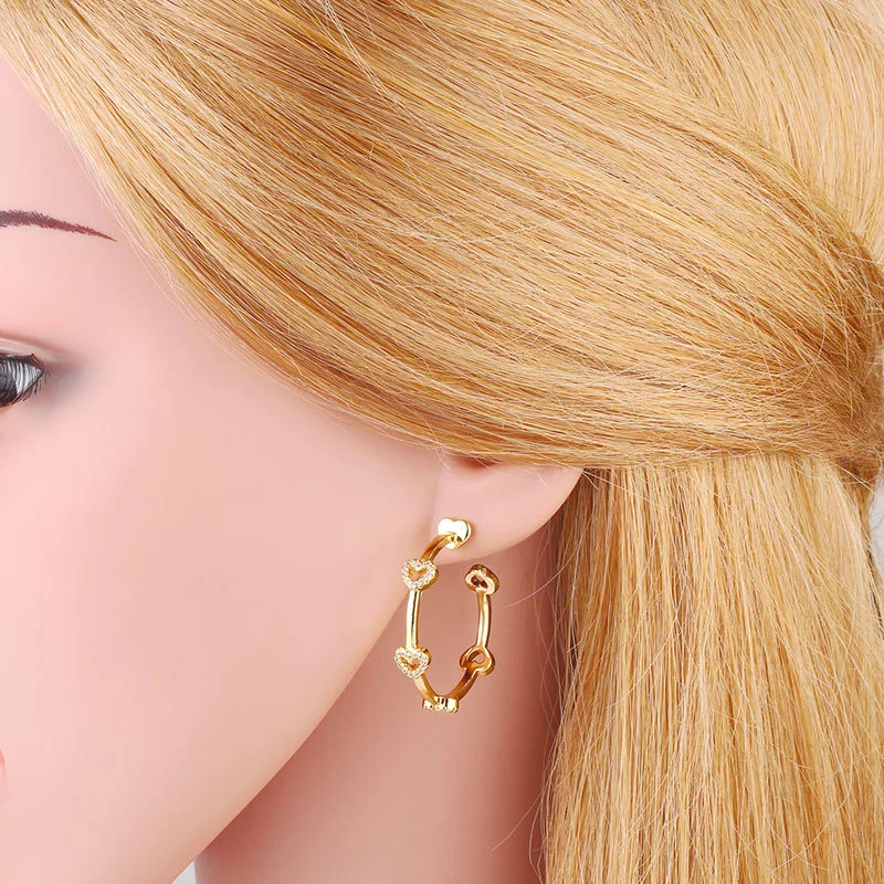 Clearance cold style simple C-shaped love zircon earrings female European and American Internet celebrity temperament geometric earrings erx88