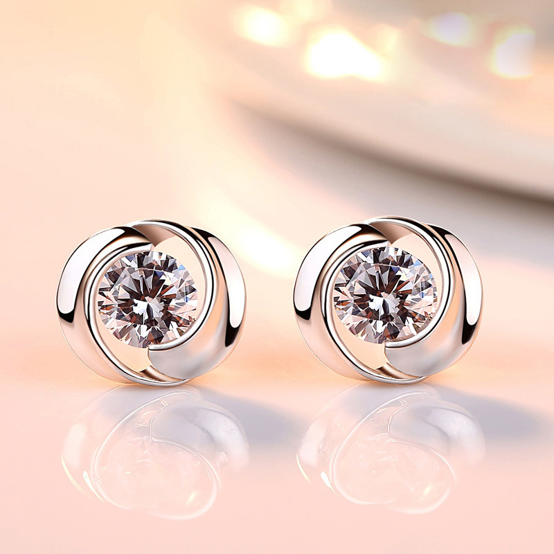 Korean style rotating love earrings ripple windmill zircon earrings women's trendy fashion earrings wholesale