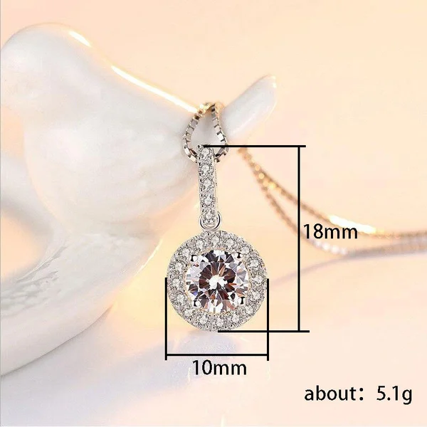 European and American copper-plated white gold pendant exquisite disc zircon style necklace classic clavicle chain for women