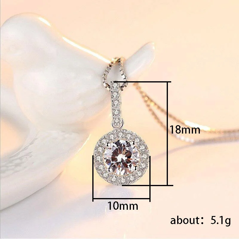 European and American copper-plated white gold pendant exquisite disc zircon style necklace classic clavicle chain for women