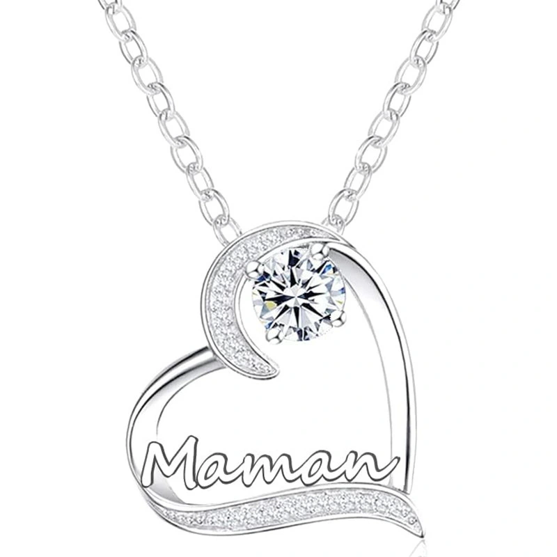 Hot selling love heart necklace exquisite gift for mother, zircon jewelry, fashionable and simple popular style