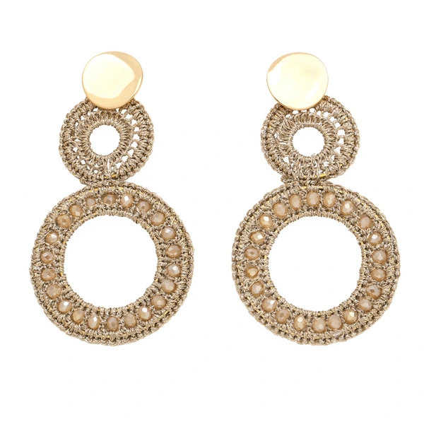 Rice bead woven earrings for women European and American jewelry INS style retro high-end earrings wholesale err78