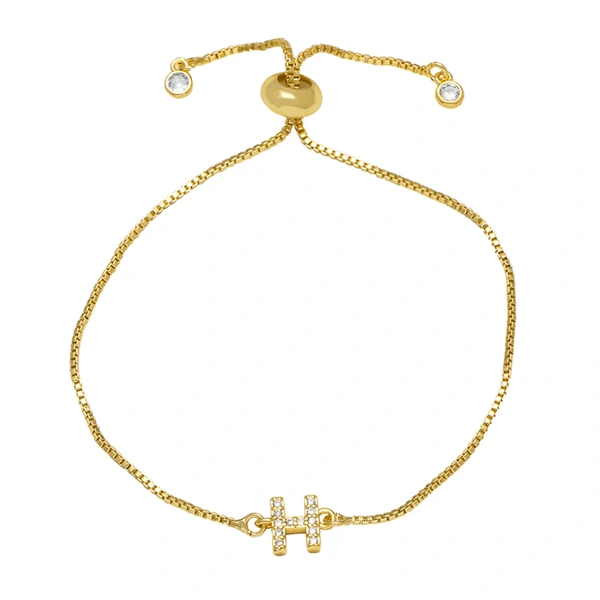 AS jewelry full zirconium 26 English letters bracelet copper plated real gold adjustment jewelry brm62