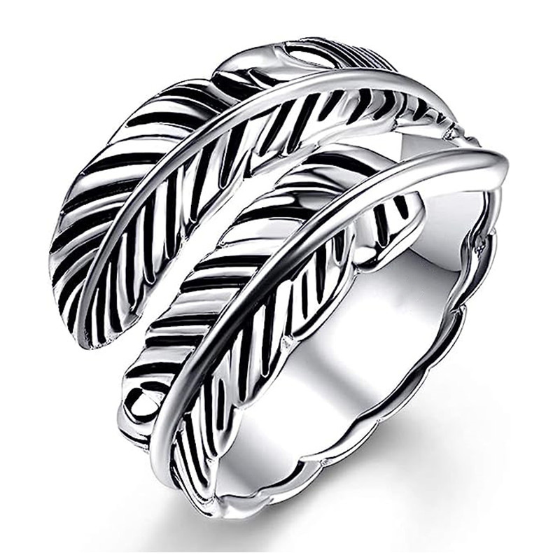  Vintage medieval palm leaf banana leaf ring female retro open adjustable fashion popular ring