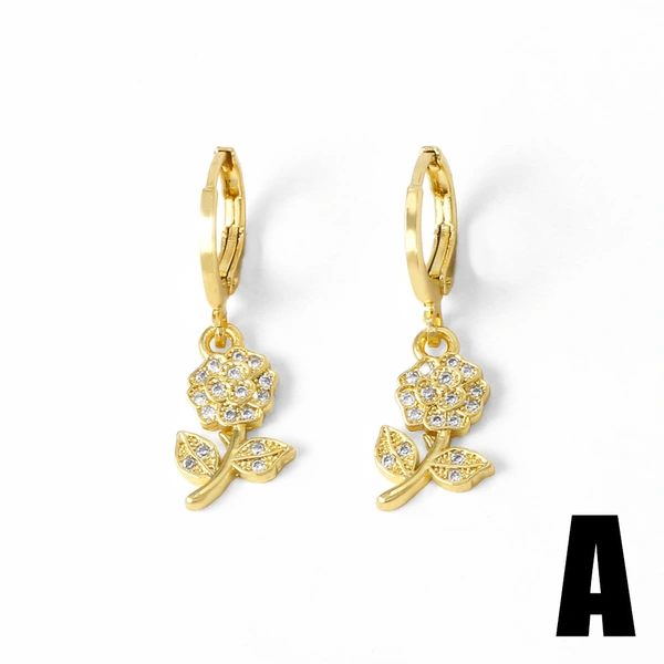 AS jewelry new sunflower kitten pendant earrings female gold-plated micro zircon eye flower earrings era381