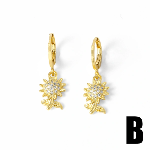 AS jewelry new sunflower kitten pendant earrings female gold-plated micro zircon eye flower earrings era381