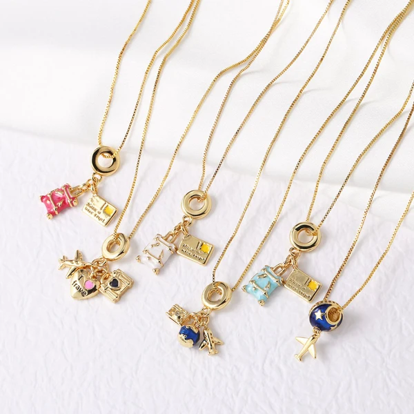 AS jewelry European and American popular airplane passport travel pendant necklace clavicle chain nkb047 necklace