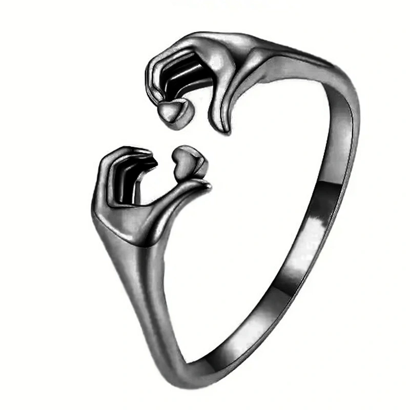  European and Korean fashion heart ring female couple gift male gift ring popular simple ring