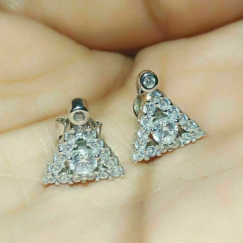European and American jewelry creative diamond-studded geometric triangle earrings exquisite zircon earrings hot sales