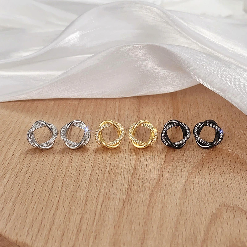  Fashionable and simple earrings for women inlaid with zircon lines wrapped earrings for daily use with shining earrings