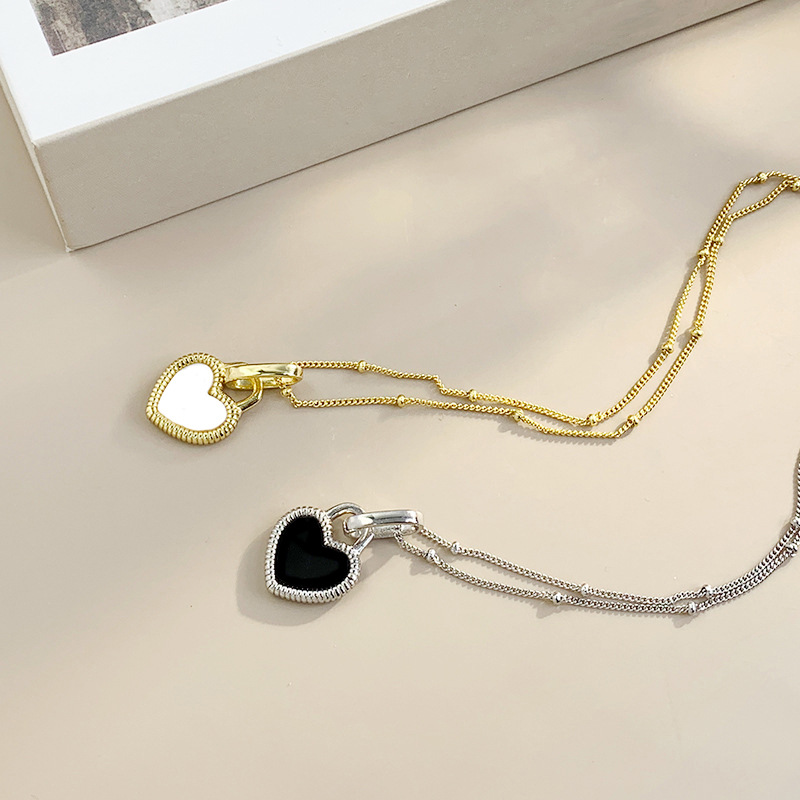  High-grade oil drop heart pendant Korean style light luxury niche retro heart-shaped necklace wholesale direct sales