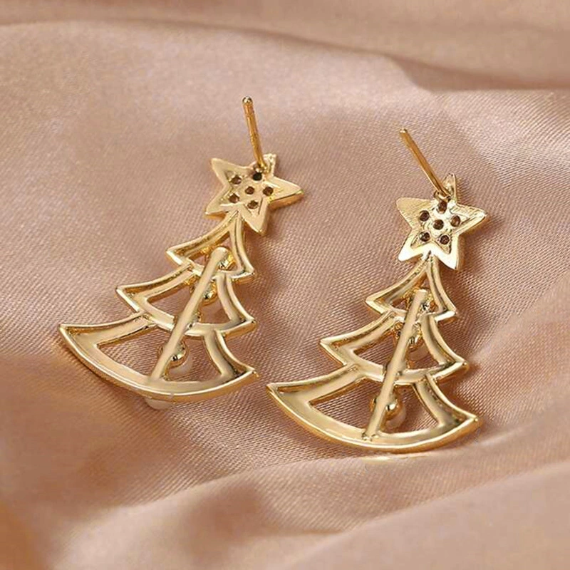  Christmas light luxury style earrings for women Christmas design earrings European and American temperament ladies hot style