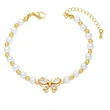 Clearance Europe and the United States hot selling personality micro inlaid color zircon butterfly bracelet female temperament pearl bracelet brj95