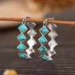 Hot selling retro Chinese style earrings, fashionable geometric imitation turquoise earrings, popular earrings