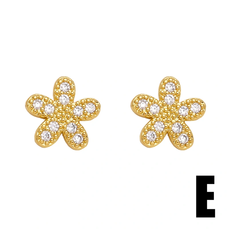 Simple, exquisite, small, diamond-studded zircon, star, lightning, flower, cat, earrings, niche, mini earrings ert30