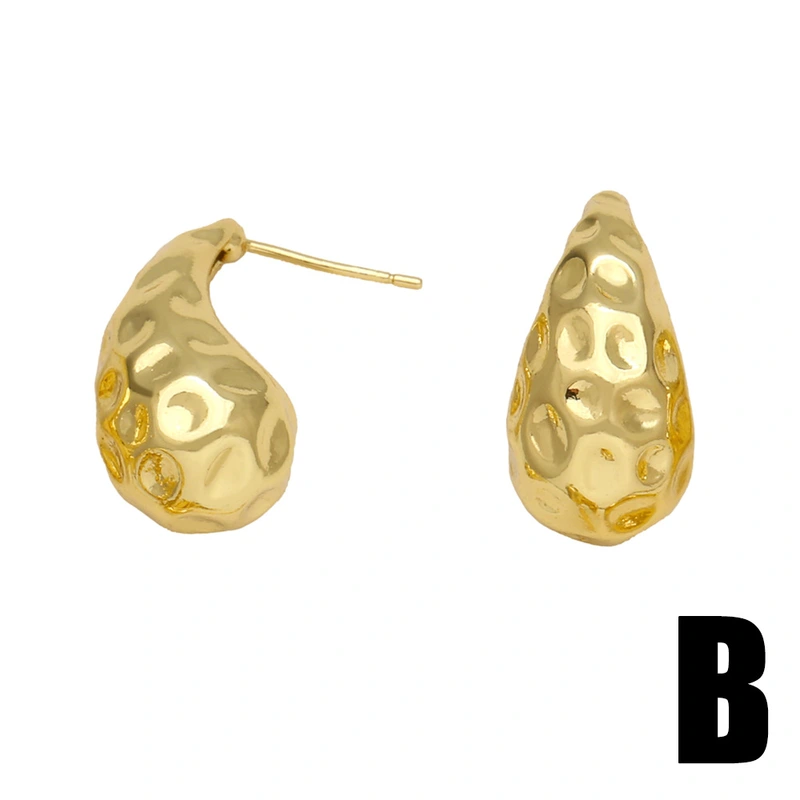 Hot selling love teardrop earrings personality versatile copper plated 18k gold earrings wholesale eru02