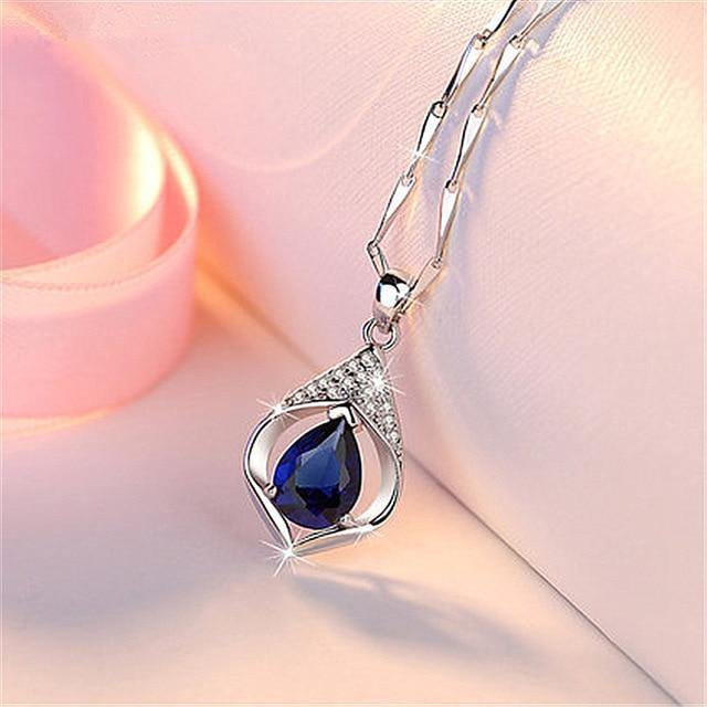Best-selling accessories Angel Love Sapphire Zircon Necklace for women birthday gifts from manufacturers