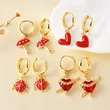 AS jewelry hot selling wind drop oil love heart shaped mushroom pendant earrings earrings era141