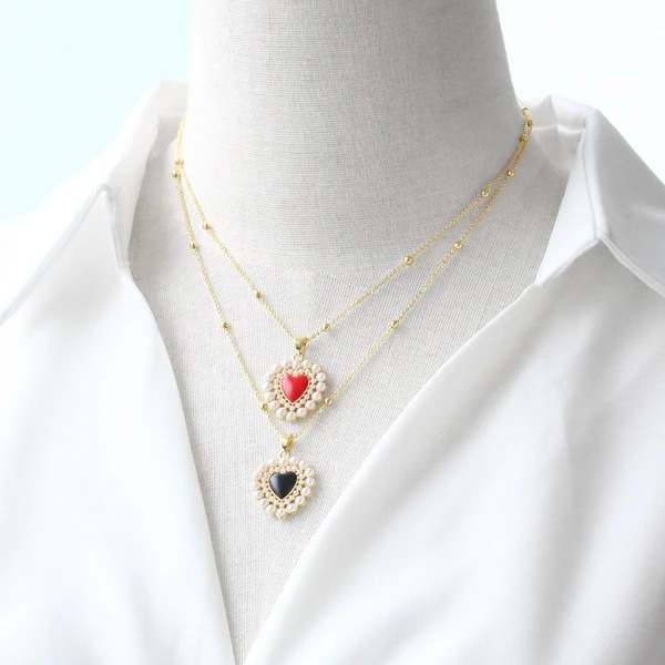 AS jewelry gold-plated pearl heart-shaped pendant necklace clavicle chain nkb482 necklace
