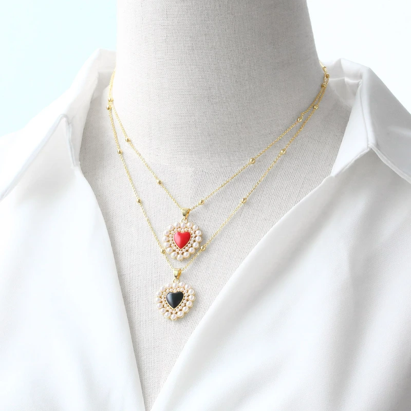 AS jewelry gold-plated pearl heart-shaped pendant necklace clavicle chain nkb482 necklace