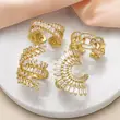 AS jewelry European and American geometric exaggerated high-end copper plated real gold inlaid zircon open ring female rih72