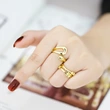 Clearance jewelry hot sale irregular ring women's polished copper plated 18k gold open ring rih93