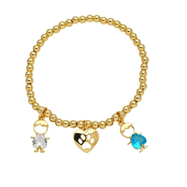 AS jewelry love boy and girl bracelet gold-plated inlaid colored zircon bracelet brf40