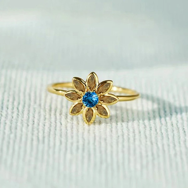  European and Korean exquisite flower flower ring female fashion small fresh sweet ring inlaid with zircon super hot style