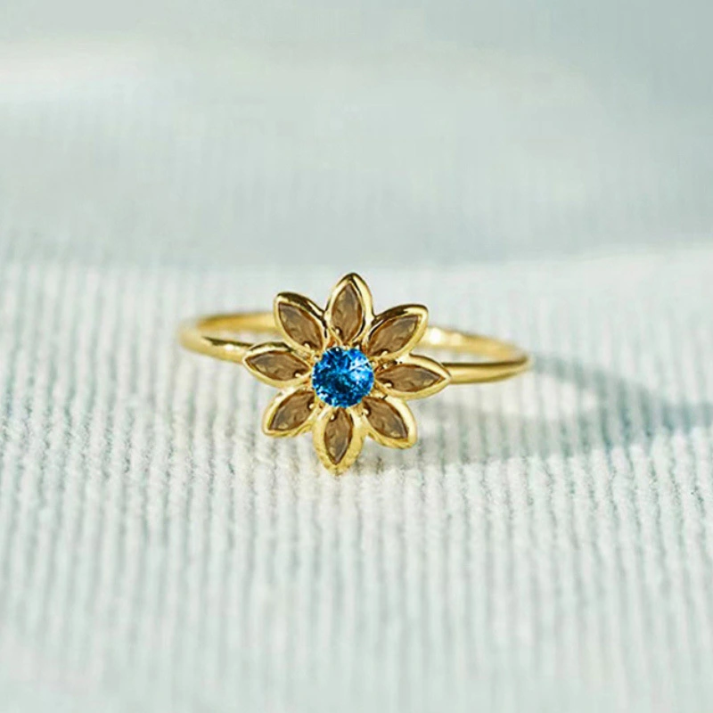  European and Korean exquisite flower flower ring female fashion small fresh sweet ring inlaid with zircon super hot style