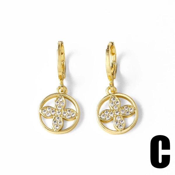 AS jewelry new 18k gold inlaid zircon love four-leaf clover pendant earrings earrings era050