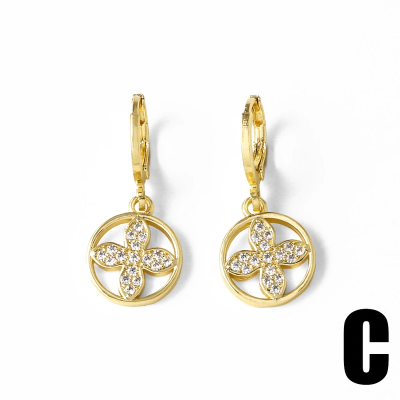 AS jewelry new 18k gold inlaid zircon love four-leaf clover pendant earrings earrings era050