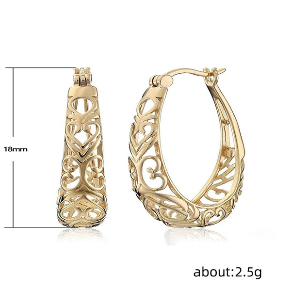 New heart-shaped hollow flower earrings European and American exaggerated banquet wedding ear clip earrings
