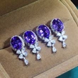 Stylish and dazzling amethyst earrings, fashionable and versatile, simple and short, light luxury earrings, popular online jewelry