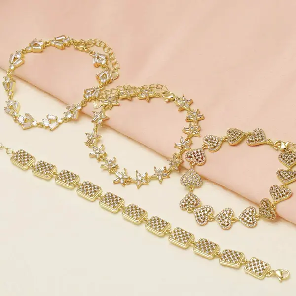 AS jewelry Europe and the United States hot selling love heart bracelet gold-plated full zircon high-end star hand jewelry brg22