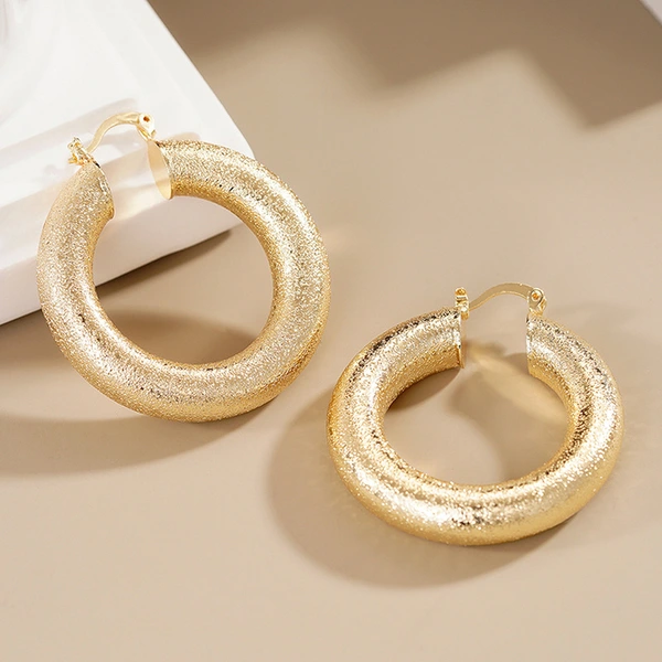 European and American style fashionable hoop earrings for women, grainy thick hoop niche design jewelry Middle East hot style