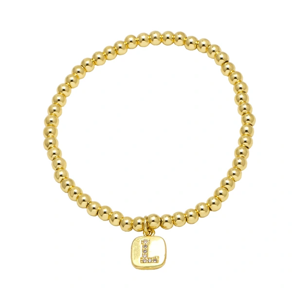 AS jewelry hot selling square 26 English letters pendant bracelet female beaded bracelet brf55