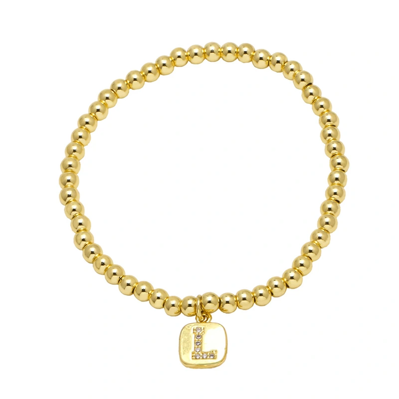 AS jewelry hot selling square 26 English letters pendant bracelet female beaded bracelet brf55