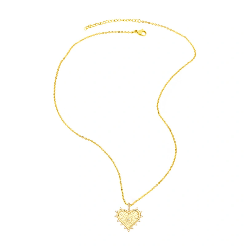 European and American micro-inlaid zircon heart-shaped pendant necklace style fashionable temperament clavicle chain necklace nks86