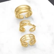 European and American fashion retro ring personality creative versatile copper plated 18k gold double ring female ring rih84