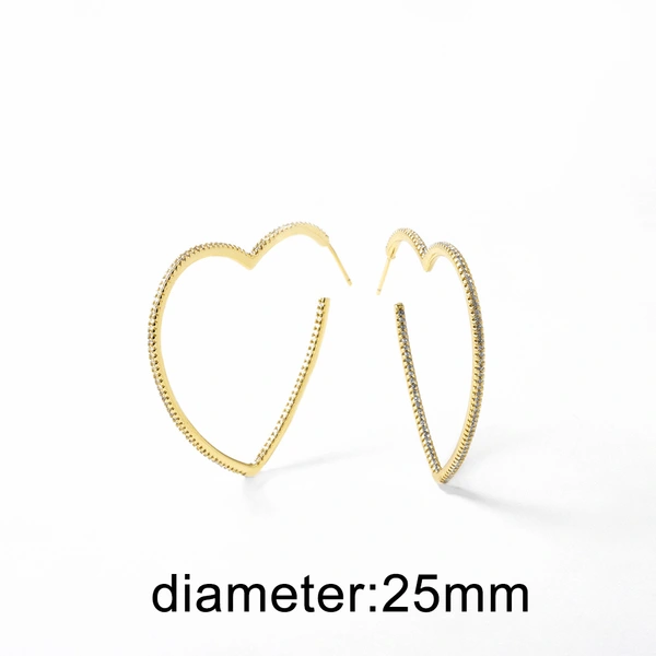 AS jewelry European and American new copper plated 18k gold love heart-shaped hollow zircon earrings earrings erz90