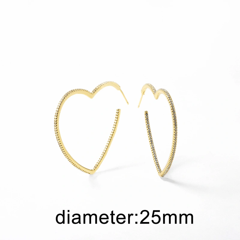 AS jewelry European and American new copper plated 18k gold love heart-shaped hollow zircon earrings earrings erz90