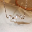 Trendy Japanese and Korean style necklace, creative rose imitation pearl necklace for women, exquisite zircon clavicle chain