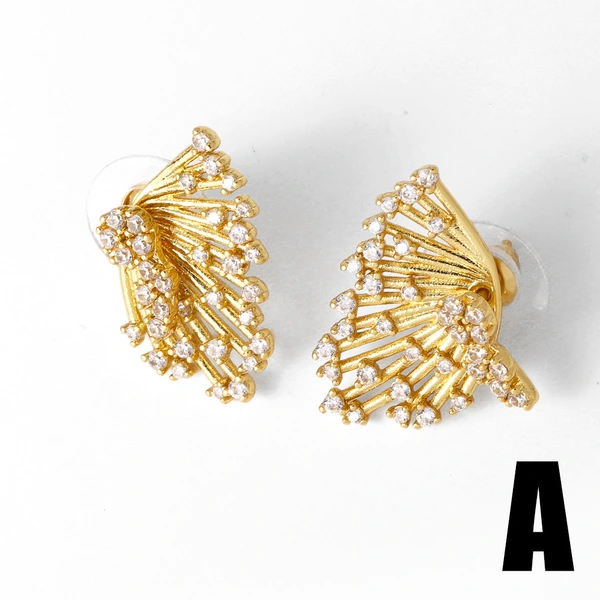 AS jewelry shopee butterfly earrings female copper plated real gold inlaid zircon earrings earrings ery03