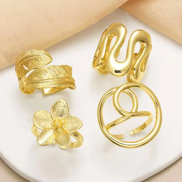 AS jewelry hot style smooth irregular ring female gold-plated flower opening ring rir83
