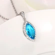 Ruili Magazine Style European and American Aquamarine Topaz Marquise Pendant Necklace Copper with Zircon Clavicle Chain